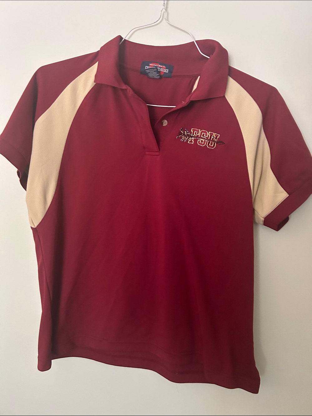 Youth Polo Shirt in Maroon with Cream Panels - Team Sport Style